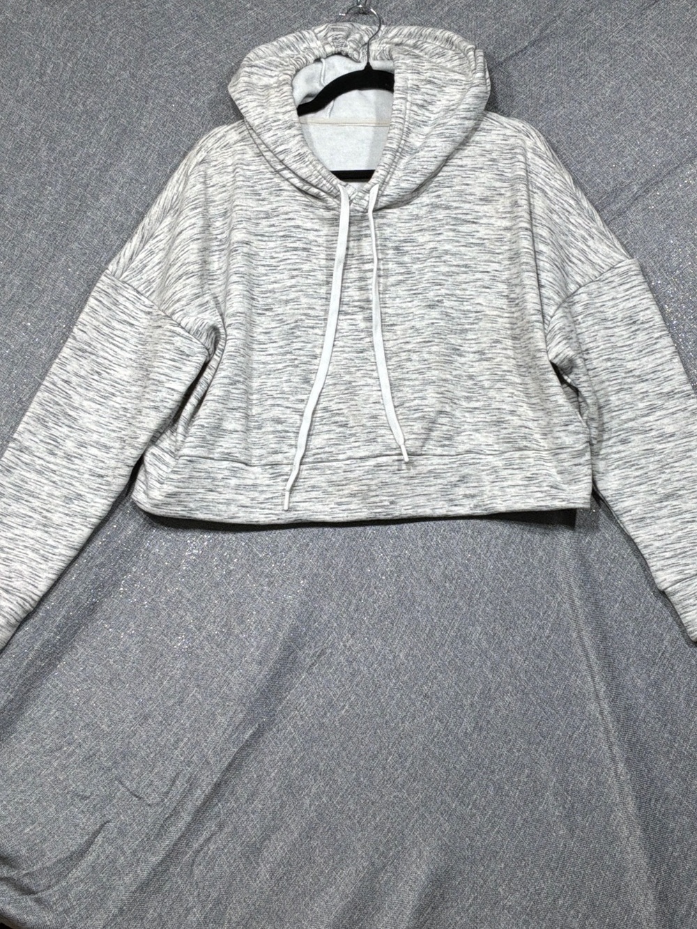 Amazon Essentials Heather Gray Cropped Cowl Hoodie